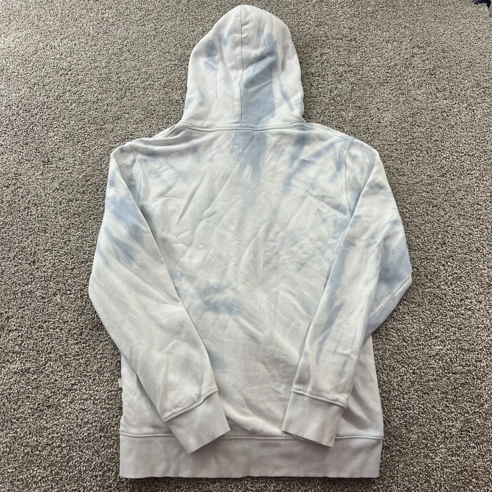 Quiksilver Sweater Mens Small White Blue Tie Dye Pullover Hoodie Streetwear Surf